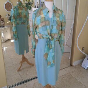 Two piece Maggie London sleeveless dress and cover jacket